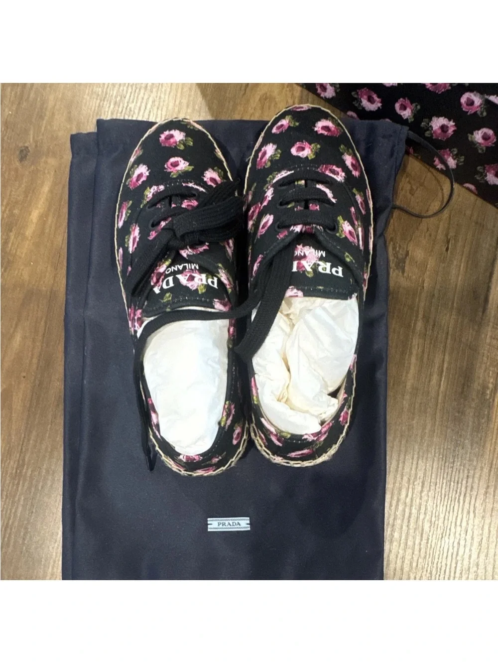 Black Floral Espadrille Slip-Ons
